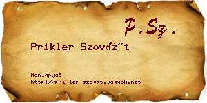 Prikler Szovát névjegykártya